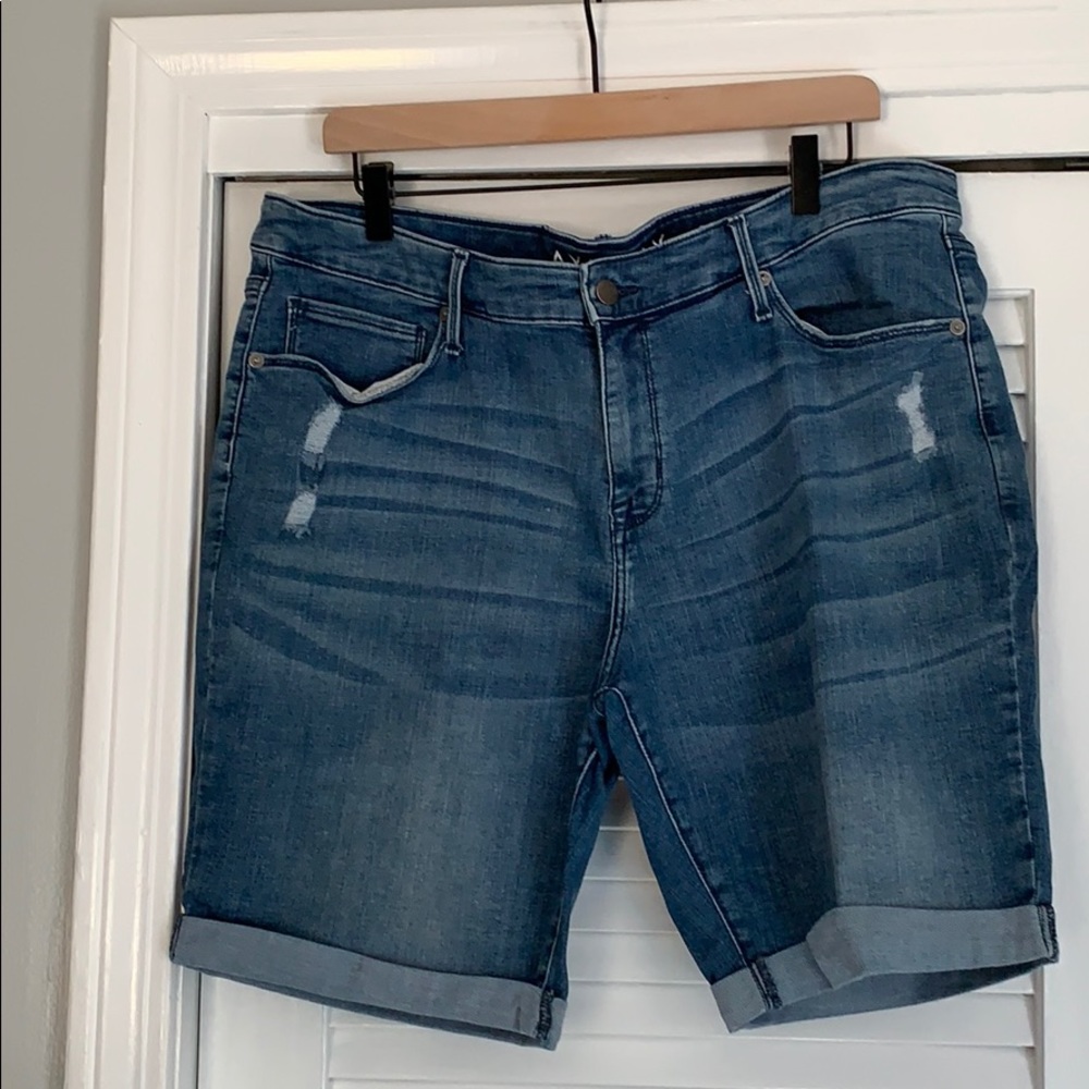 Ava& Viv Distressed Jean Bermuda Shorts